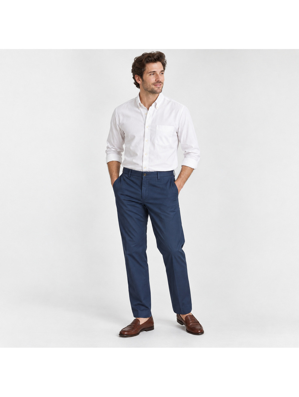 Brooks Brothers Clark Fit Men's Navy Stretch Chino Pants 37x32